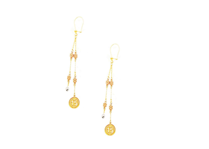 Three Tone Plated Dangle Numerical Earring